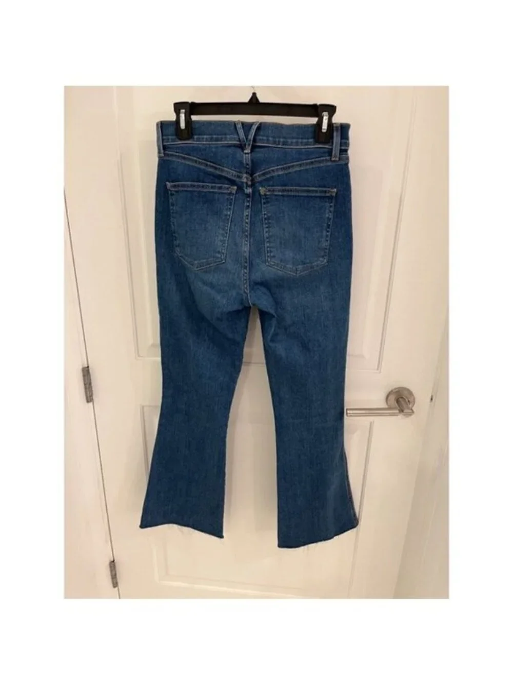 NWOT Veronica Beard‎ Carson Ankle Flare High Rise Raw Hem Blue Jeans Size 28